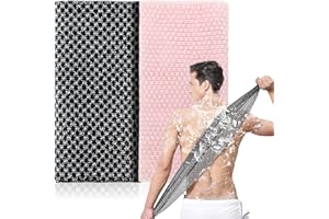 ANWEIXUE 2 Pcs Japanese Exfoliating Shower Towel - Antibacterial, Multi - use for Scrubbing, Lathering and Dead Skin Removal, Ideal for Sensitive Skin Adults (Black+Pink)