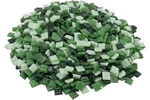 mosamare Mosaiksteine zum Basteln - Bunte Farbvarianten - (1x1 cm, 900g, ca. 1300 St.) - Glasmosaik - Keine Kunststoffverpackung - Grün Mix