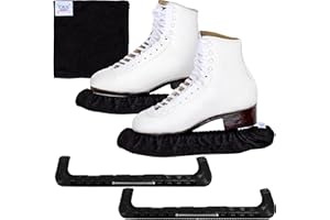 CRS Cross Skate Guards, Soakers and Towel Gift Set - Ice Skating Guards and Soft Skate Blade Covers for Figure Skating or Hockey (Biellmann Black, Small)