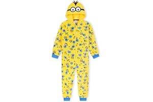 MINIONS Combinaison Pyjama Enfant - Grenouillère en Polaire avec Capuche