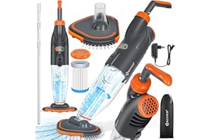 KESSER® Poolsauger mit Akku | elektrisch Pool Bodensauger Mit Teleskopstange 3,6m | Poolreiniger mit Filter & 2-Geschwindigkeits-System | Handsauger Reinigungsset kabellos bis zu 25m³, Orange