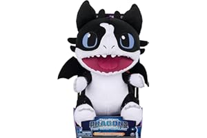 HOW TO TRAIN YOUR DRAGON Dreamworks Dragons Multi Color Thunder Plush with Plasma Blast Feature, 11" Stuffed Animal, The Nine Realms, Kids Toys for Ages 4 and Up, Azul (Spin Master 6064862)