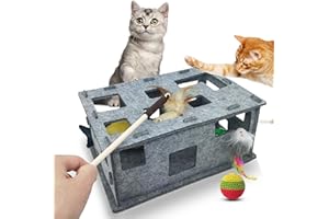 Sugeru Juguete para gatos autoempleo de fieltro, caja de juguetes interactivos para el autoempleo y para jugar juntos, juego de alimentación para gatos, juguete de inteligencia, túnel para gatos