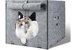 HIVIA Maison pour Chat en Feutre Amovible-Convient à Une Large Gamme d'étagères，Accessoire Chat pour Chats et Petits Animaux|30.5 * 32 * 35CM