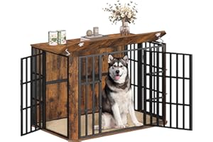 Hzuaneri 120 cm Gabbia per Cani, Cuccia Moderna per Cani Interno, Casetta per Animali, 3 porte, 75 x 120 x 81 cm, XXL, Marrone Rustico DFC86801B