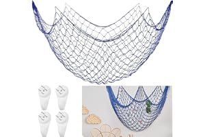 AhLmA Fischer Netz Decor Fotowand Deco Mesh Maritime Deko Wand Deko und 4 spurlose Nägel Geeignet für die von Hängenden Fotos Bildern Oder Souvenirs in Schlafzimmern und Büros(Königsblau)