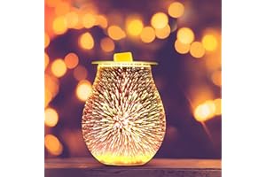 YUNYODA Lámpara de Fragancia Eléctrica, Lámpara de Aroma de Vidrio 3D Quemador de Cera, Quemador de Aceite Quemador de Cera Derretido Calentador Vela Quemador de Aceite Decorativo