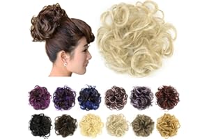 IMISSU 2 sztuki niechlujny kok treska Updo fałszywe gumki przedłużanie kucyka faliste kręcone treski Chignon pałąk dla kobiet dziewczyn (2 szt. Brudny blond)