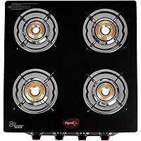 Pigeon by Stovekraft Aster Gas Stove 4 Burner with High Powered Brass Burner, Gas Cooktop with Glass Top and Powder Coated Bo