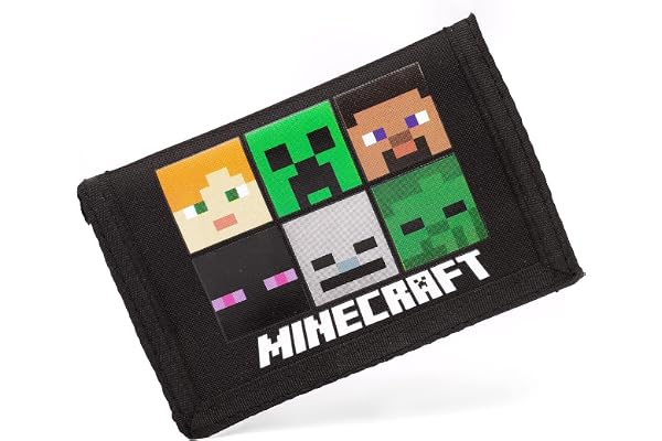 Minecraft Plånböcker barnspel svart eller grön krypväxt plånbok en storlek, svart, Einheitsgröße, Trippelvikt plånbok