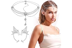 JeVenis puños de oreja de elfo pendientes de diadema con corona de hada élfica puños de elfo pendientes clip para fantasy renaissance hada disfraz de cosplay