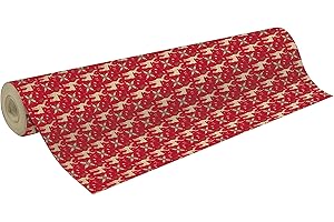 Clairefontaine 223901C - Une Bobine De Papier Kraft Brut Recyclé - Dimensions : 50mx70 cm - 70g - Motif : Rennes Rouge, Noël - Papier Recyclé, Idéal pour Emballage Cadeaux, DIY, Loisirs Créatifs