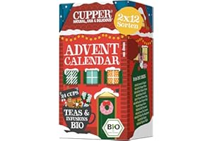 ‎CUPPER Cupper Bio Tee Adventskalender 2025, Geschenk Weihnachten, Weihnachtskalender ohne Schokolade mit 24 Teebeuteln, 2x12 Sorten, zwei neue exklusive Sorten