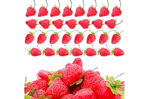 Meiwlong 30 PCS Künstliche Realistisch Kunststoff Erdbeeren Lebensecht Gefälscht Rot Früchte Faux Simulation Requisiten Dekoration Party Hochzeit Haushalt