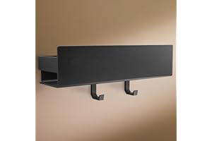 DESIGNFABRIK HAMBURG Design Amburgo Mensola doccia senza foratura I Porta sapone per doccia | Mensole Bagno I Portasapone doccia I Mensola Adesiva da Parete I 2 Ganci | Mensola bagno nero 30 cm