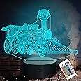 Attivolife Train 3D Lamp, Illusion Hologram Night Light with Timer Remote Control 16 Colors Changing, Kids Bedroom Decor Novelty Birthday Christmas Present for Train Model Collector Girl Boy Men