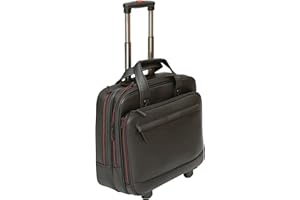 Tassia PU Leather Laptop Trolley - Twin Carry Handles Briefcase, Executive Premium Roller Bag Cabin Luggage Suitcase