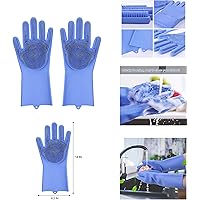 Ivaan Magic Dishwashing Gloves with Scrubber, Silicone Cleaning Reusable Scrub Gloves for Wash Dish,Kitchen, Bathroom (Multi)