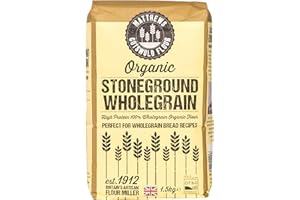 MATTHEWS COTSWOLD FLOUR Matthews Cotswold Organic Stoneground Wholemeal Flour | High Protein 100% Organic Flour | Specialty | Artisanal | Milled In Britain (1.5kg Bag (Pack of 5))