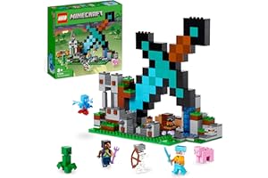 LEGO 21244 Minecraft L’Avant-Poste de l’Épée, Jouet de Construction, avec Figurines Creeper, Guerrier Gardien et Squelette, Cadeau Enfants 8 Ans