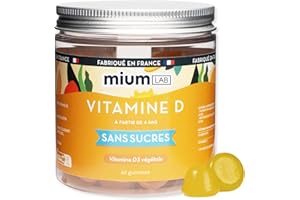 MIUM LAB GUMMIES EXPERTISE Mium Lab - Vitamine D3 (2000UI) - Hautement dosé et absorbé - Système Immunitaire, Soutient des os, des muscles, Croissance - Enfants & Adultes - Cure 21 jours - Gummies sans sucres Fabriqué en France
