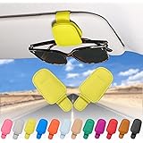 quipuda 2 Pezzi Vera Pelle Porta Occhiali Auto-Clip Portaocchiali Auto-Occhiali per Auto(Giallo)