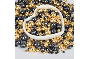SUGARZY Edible Pearl Sprinkles,130g Black Gold Candy Mixing Size,Baking Pearls Sprinkle Cake Decorations Cupcake Toppers, Cookie Decorating Celebrations Wedding Valentines Easter Halloween Christmas Supplies