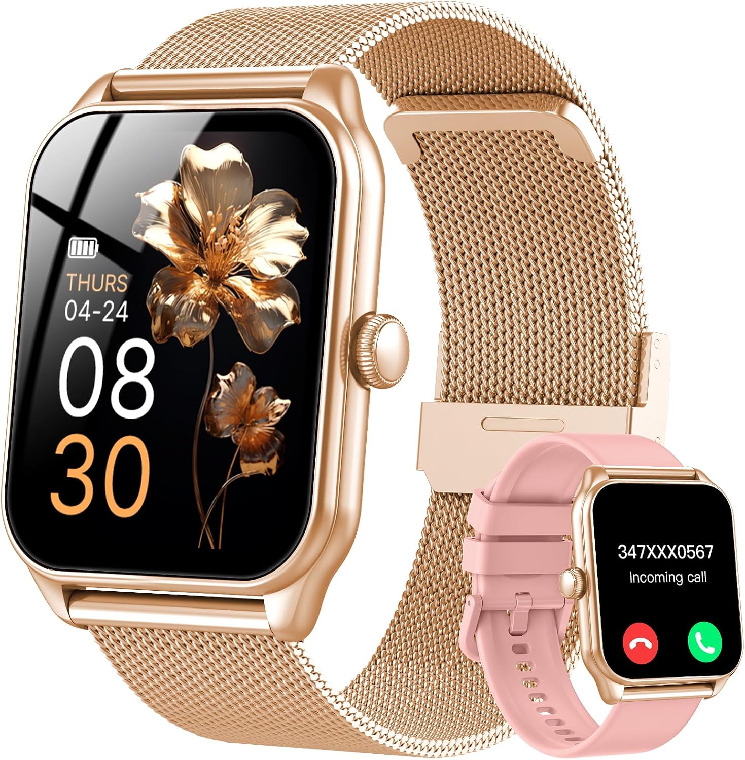 taopodo Reloj Inteligente Mujer, 1.91" Smartwatch Mujer Pulgadas con Llamadas, IP68 Impermeable, 120+ Modos Deportivos con HD Pantalla Táctil, Podómetro, Monitor de Sueño, para Android iOS