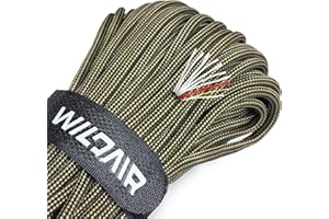 WILDAIR Paracord Survival Paracord Parachute Fire Cord Survival Ropes 4-in-1 5/32" Diameter U.S. Military Type III with Integrated Fishing Line, Fire-Starter Tinder