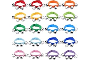 Augshy Jingle Bells, 20 packs Christmas Wrist Jingle Bells, 10 Colors Christmas Hand Bells Classroom Music Jingle Bells for School and Party Favors