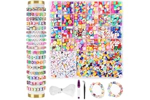 SYVORY 2300 perline con lettere per braccialetti, perline per bambini, perline di argilla polimerica, set di perline con lettere fatte a mano, per braccialetti, gioielli fai da te, età 6-12