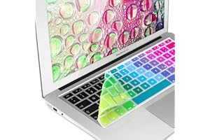 kwmobile Protection Compatible avec Apple MacBook Air 13''/Pro Retina 13''/15'' (bis Mitte 2016) A1369, A1466, A1502, A1425, A1398 - Protection pour Clavier Allemand QWERTZ en Silicone arc-en-ciel multicolore-vert-bleu