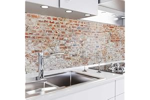 danario Revestimiento Autoadhesivo para Cocina - Protector Pared Antisalpicaduras - Lámina de Pet Rígida de 0,8 mm - Óptica de Vidrio - Ladrillo Antiguo - Muestra