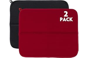 ‎RECYCO RECYCO Mikrofaser Abtropfmatte für Küche 45x40cm, 2 Stück, Spüle und Geschirr Trockenmatte Geschirrunterlage (schwarz+rot)