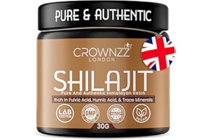 CROWNZZ Pure Shilajit - Organic Gold Grade Himalayan Shilajit Resin for Men & Women - High-Strength Shilajit Rich in Fulvic, Humic Acid & 85+ Minerals-Lab Tested & Certified 30G Shilajit