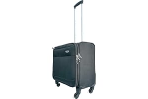 HWG® Pilotenkoffer mit Laptopfach - 4 Rollen Reisekoffer - Handgepäck Koffer & Trolley - Aktenkoffer für Business - Schwarz -