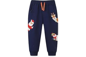 TCWWBB Boys Trousers Digger Dinosaur Reindeer Santa Claus Cotton Sweatpants Jogging Drawstring Tracksuit Pants Kids Girls Christmas Xmas Sport Jogger Bottoms Age 1-7 Years