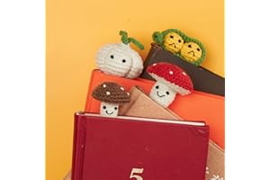 CHARYSIM Crochet Bookmark Vegetable Cartoon Bookmark Personalise Funny Bookmark Birthday Gifts Christmas Stocking Stuffers Gifts Teacher Appreciation Gifts for Women Girls Readers Book Lover (4pc)
