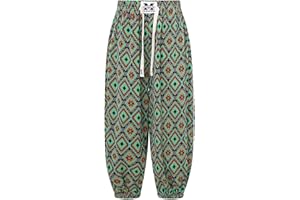Linjinx Pantalons Fluide Été Garçons Filles Pantalon Baggy Taille Elastique Harem Pants Pantalons Décontracté Imprimé Pantalon Yoga Plage Sarouel avec Cordon 5-16 Ans