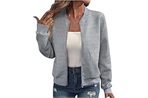 TRIGLICOLEUM Bomberjacke Damen Blouson Sommerjacke Leichte Reißverschluss Sweatjacke Kurz Pilotenjacke Einfarbig Jacke Dünne Langarm Übergangsjacke College Jacket Mädchen Fliegerjacke Sommer Damenjacke Wanderjacke