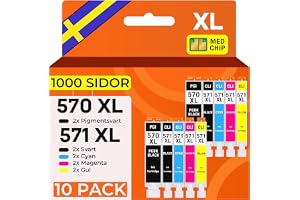 Supply Guy 10 bläckpatroner kompatibel med Canon PGI-570 CLI-571 för MG5750 MG5751 MG5752 MG5753 MG6850 MG6851 MG6852 MG6853 TS5050 TS5051 TS5053 TS5055 TS6050 TS6051 TS6052