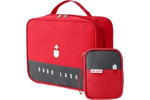 TOPJOWGA Trousse de Secours Vide, 2PCS Boite de d'urgence, Sac de Rangement de Médicaments, Trousse de Premiers Secours, Sac de Rangement pour Boîtes à Médicaments, pour Le Maison Voyage Extérieur