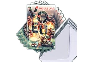 AFIE M5-505 LOT 5 Cartes identiques Meilleurs Vœux Fleurs Rouges Brillantes 13,5x8,5cm + 5 Enveloppes blanches 14x9cm - Bonne Année Souhaits Janvier Bougies Pommes de Pin - Créé Imprimé Fabriqué en France