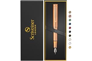 Scriveiner Pluma Estilográfica EDC de Lujo (Media), Impresionante Pluma Pesada de Bolsillo de Cobre con Acabado Cepillado a Mano, Convertidor de Plumín Alemán Schmidt, Pluma de Diseño Buena y Elegante