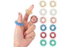 ABEILLO 12 Pieces Acupressure Rings-Spiky Sensory Finger Rings Acupuncture Rings Fidget for Silent Stress Reducer and Massager Improves Blood Circulation