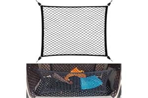 OMJMYY Filet de Rangement Coffre de Voiture 80x60cm Extensible Jusqu'à 200 x110cm Filet Coffre Voiture pour Bagages avec 4 Crochets Bagages Fixe en Extensible pour Plupart des Voitures