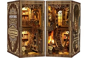 Teoryieer Wooden Booknook, Diy 3D Book Nook con Luce LED e Coperchio Antipolvere Decor, Piccola Taverna Kit Diorama Regali Adatti per gli Adolescenti (Libri Classici)