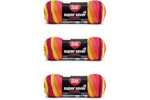 Red Heart Super Saver Fruity Stripe Yarn - 3 Pack of 141g/5oz - Acrylic - 4 Medium (Worsted) - 236 Yards - Knitting/Crochet