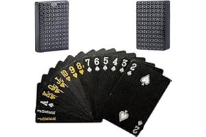 JUNMOXIAO Cool Waterproof Playing Cards Plastic, Deck of Magic Poker Cards for Family Party BBQ Gatherings Gift Black Grid