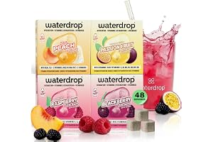 waterdrop® Bär- och fruktset – 48 Waterdrop-kuber i 4 olika smaker – Sockerfri törstsläckare och alternativ till dryckessirap och smakpulver – Smakdroppar som löses upp i vatten